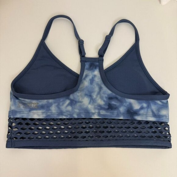 Pink Victorias Secret Blue Tie-Dye Sports Bra Web Detail Lightly Lined Small - Picture 2 of 5
